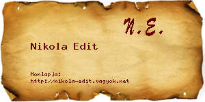 Nikola Edit névjegykártya